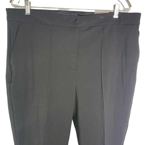 Express Ankle Crop High Rise Dress Pants 16L Black Stretch Slacks Pockets Button - Picture 2 of 5